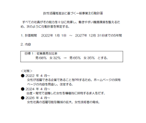 女性活躍推進法に基づく一般事業主行動計画